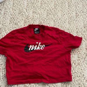 Red Nike crop top